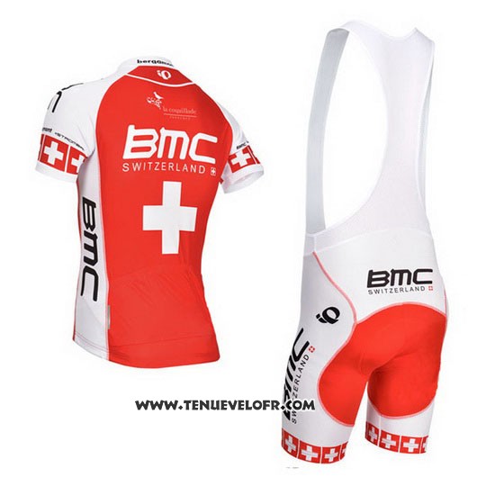 2014 Maillot Ciclismo BMC Champion Suisse Orange et Blanc Manches Courtes et Cuissard